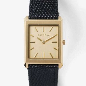 Men’s Breda Virgil Watch 26mm Gold Black Lizard Leather Style 1736f